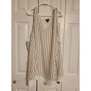 Torrid size 5 women's plus size taupe and white stripe chiffon double layer top